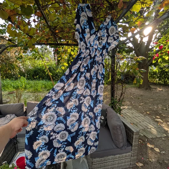 Floral Maxi Dress in Blue and White - Picture 7 of 7